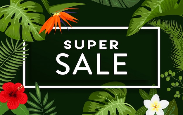 Download Sale banner on jungle background Vector | Free Download