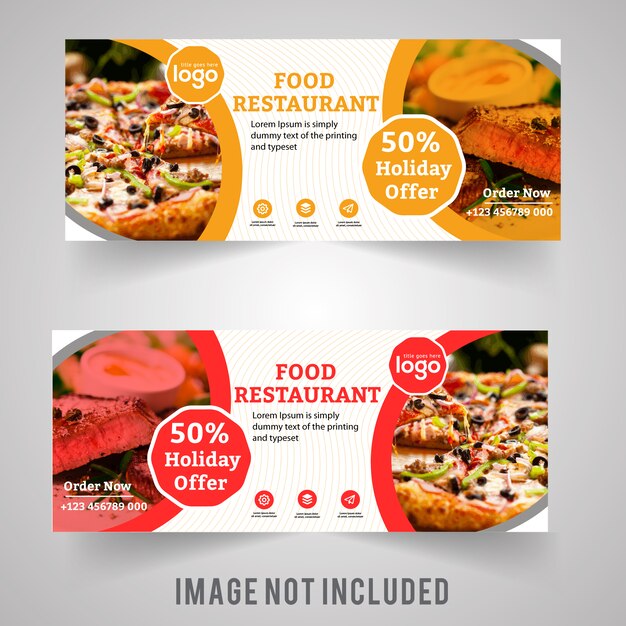 Sale Discount Web Banner Template For Food Restaurant Vector | Premium ...