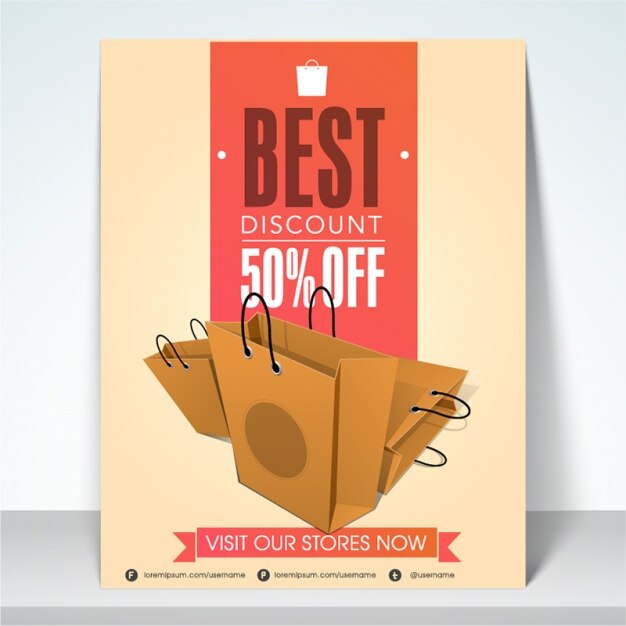 Premium Vector | Sale flyer template with cardboard bags