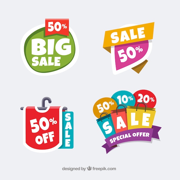 Download Free Vector | Sale label collection with flat design