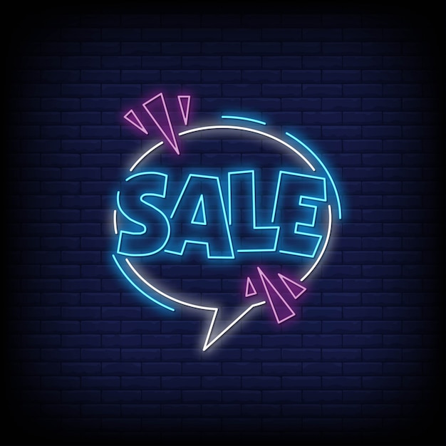 Premium Vector | Sale in neon signs style