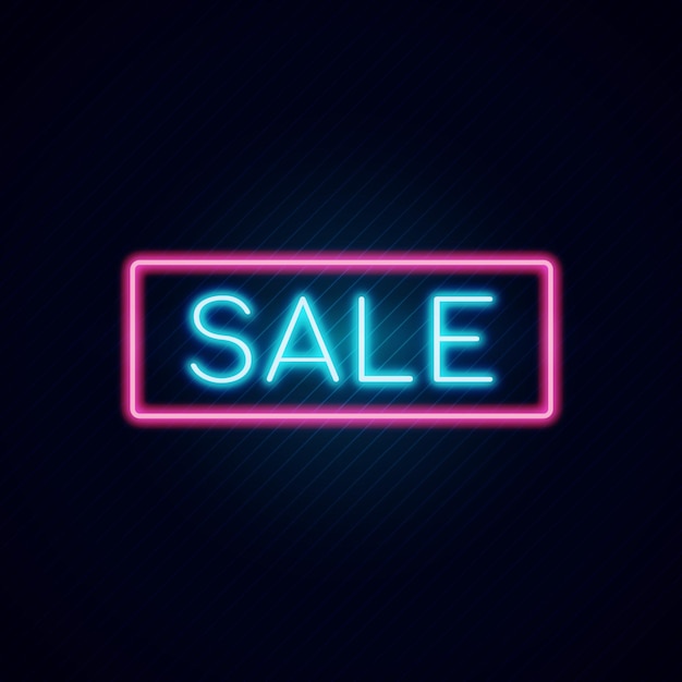 Premium Vector | Sale promotion banner in neon sign vector illustration