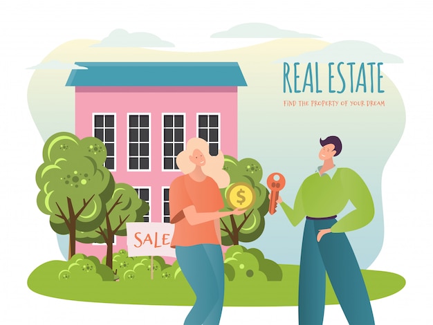 premium-vector-sale-property-illustration-flat-cartoon-agent-broker