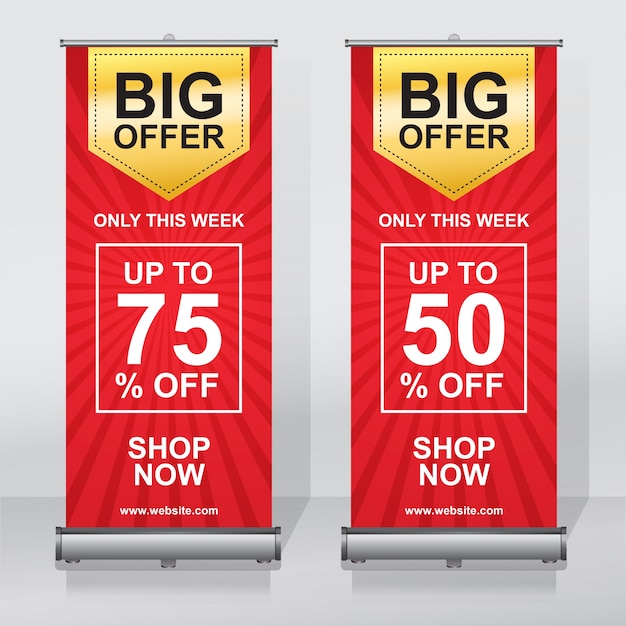 Premium Vector | Sales offer roll up banner design