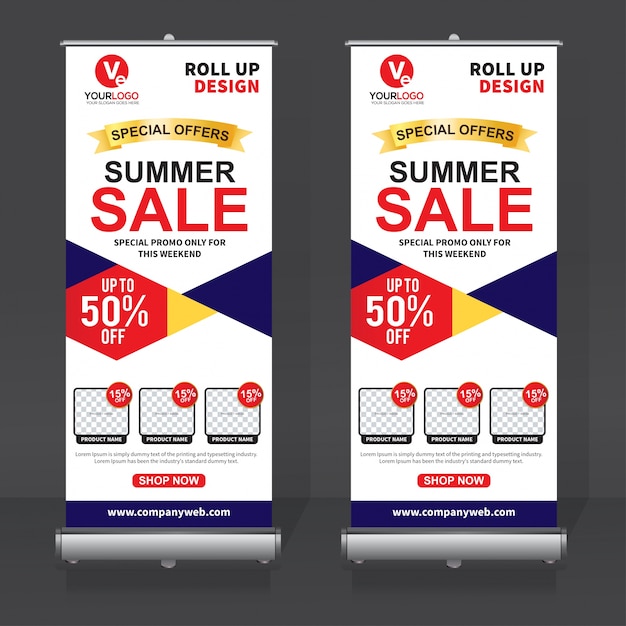 Premium Vector | Sales roll up banner design
