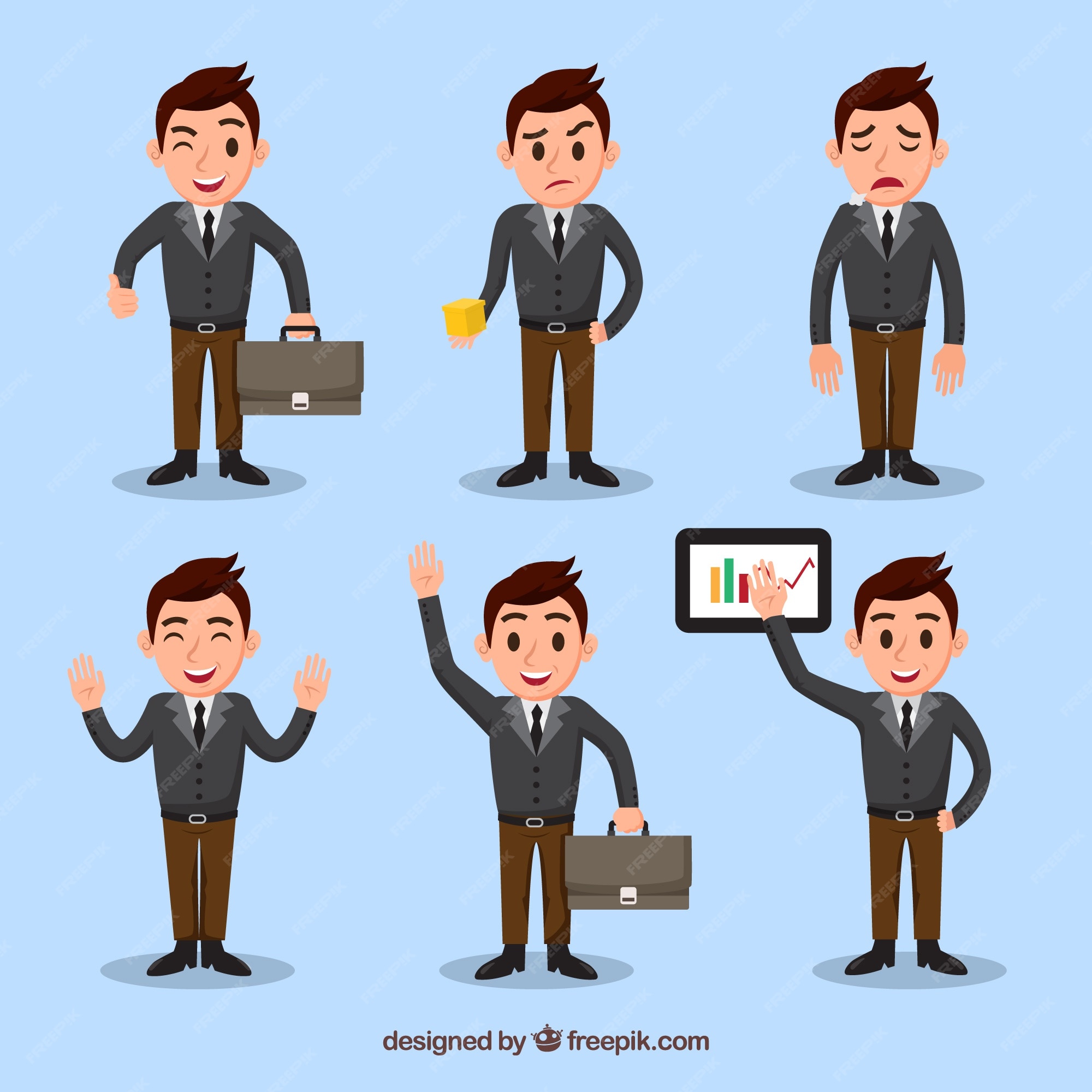 Free Vector | Salesman in different situations