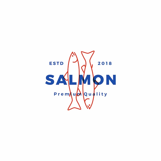 Premium Vector | Salmon fish logo seafood label badge vector sticker ...