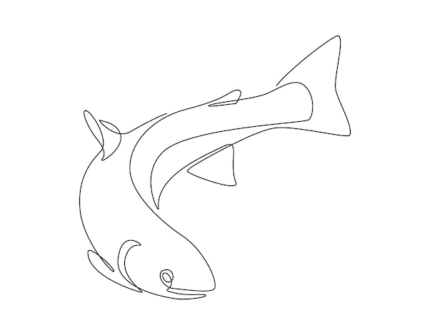 Premium Vector | Salmon fish in one continuous line drawing fresh ...