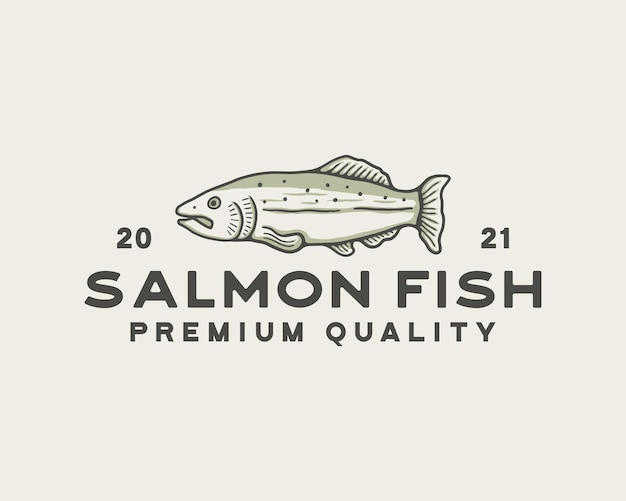 Premium Vector | Salmon fish vintage logo template