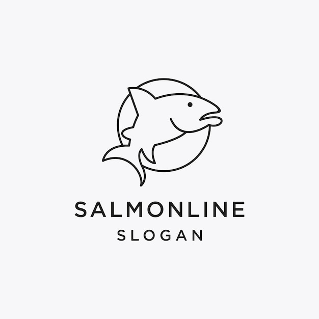 Premium Vector | Salmon logo icon flat design template