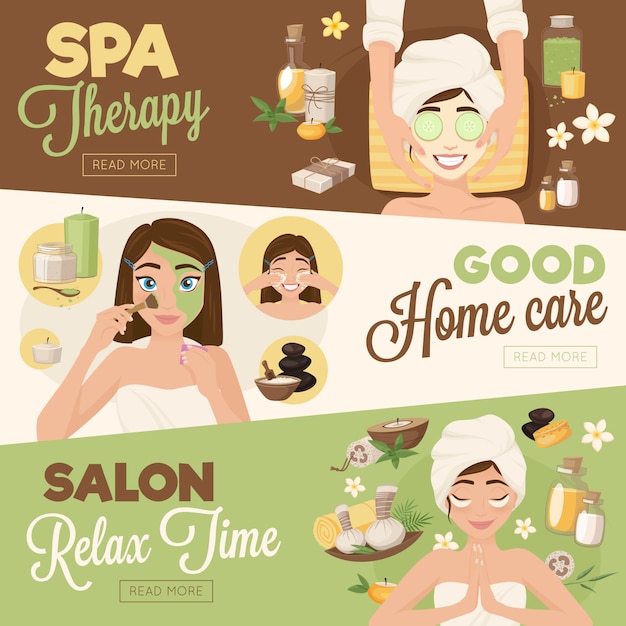 Salon woman therapy banners Free Vector