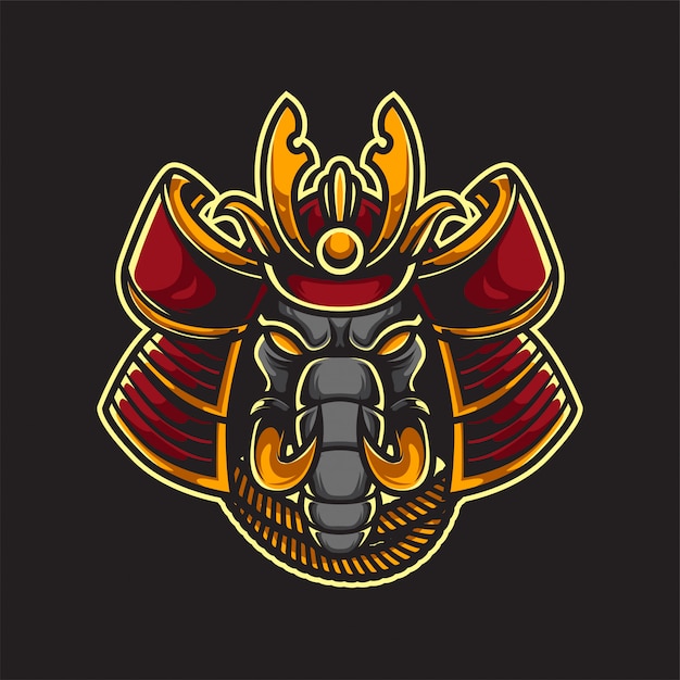 Premium Vector | Samurai elephant mascot logo