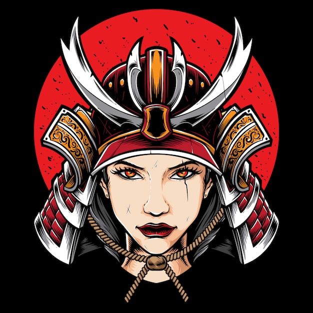 Download Female Samurai Girl Gaming Logo Template PSD - Free PSD Mockup Templates