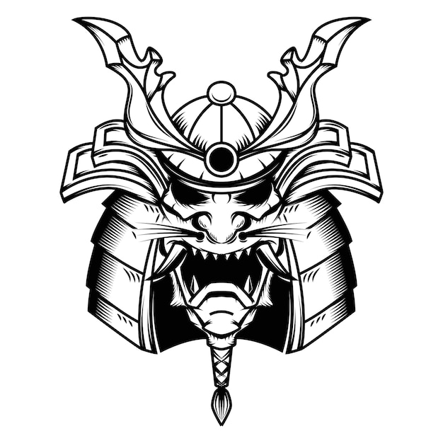 Premium Vector | Samurai helmet illustration on white background ...