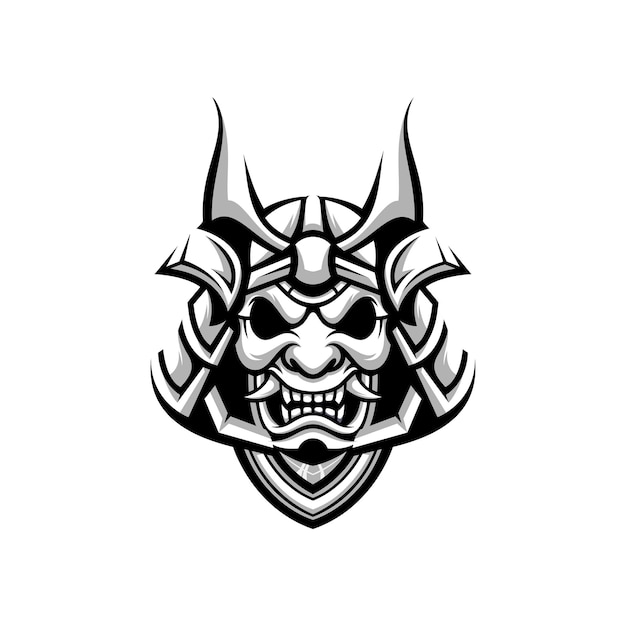 Premium Vector | Samurai mascot design black and white