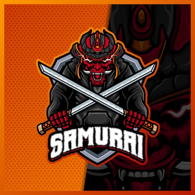 Premium Vector | Samurai oni with katana mascot esport logo design ...