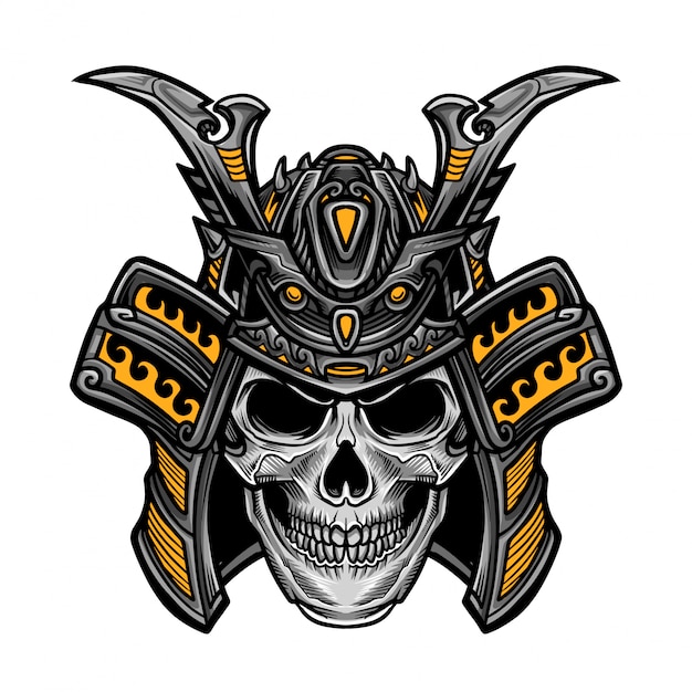 Premium Vector | Samurai skull head vector