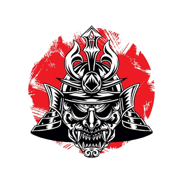 Premium Vector | Samurai warrior war helm