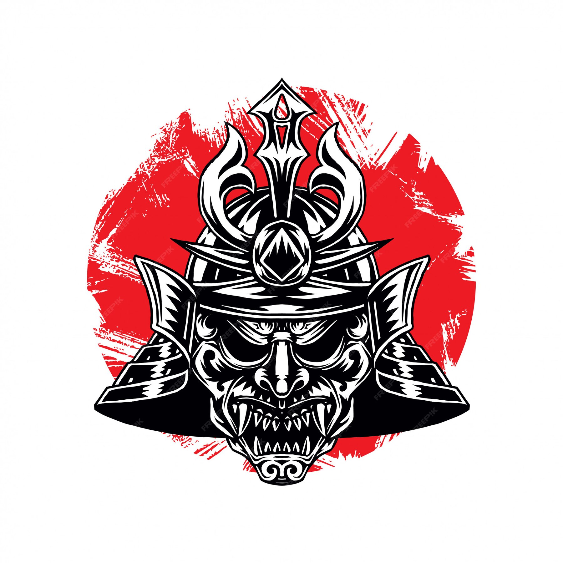 Premium Vector | Samurai warrior war helm