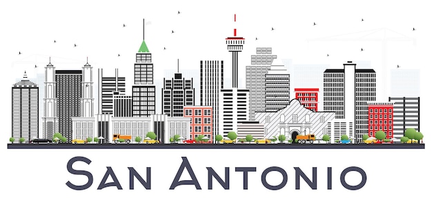 Premium Vector | San antonio texas city skyline with gray buildings