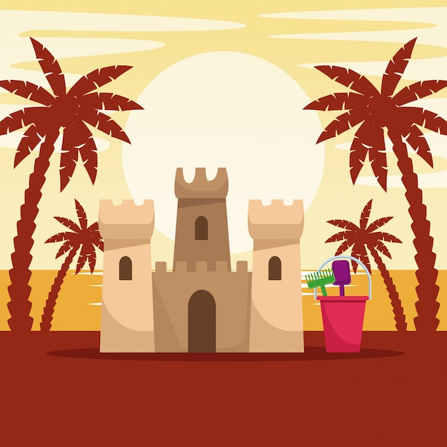 Premium Vector Sand Castle In Beach Vector Illustration Graphic Design