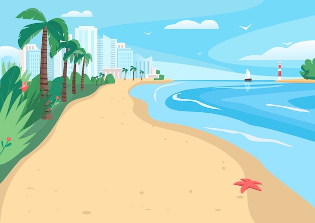 Premium Vector | Sandy beach flat vector illustration