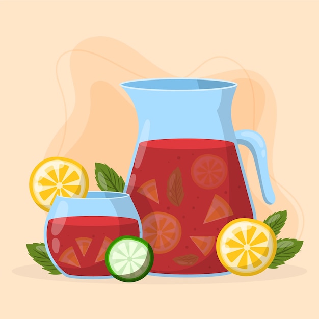 Free Vector Sangria Illustration In Hand Drawn Style