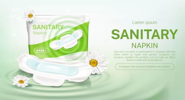 Download Free Vector | Sanitary napkins package chamomile flower