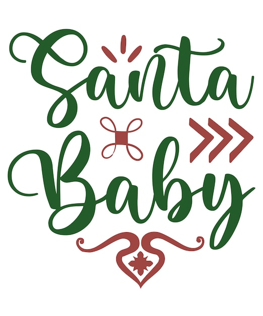 Premium Vector | Santa baby typography handwritten letters with white ...