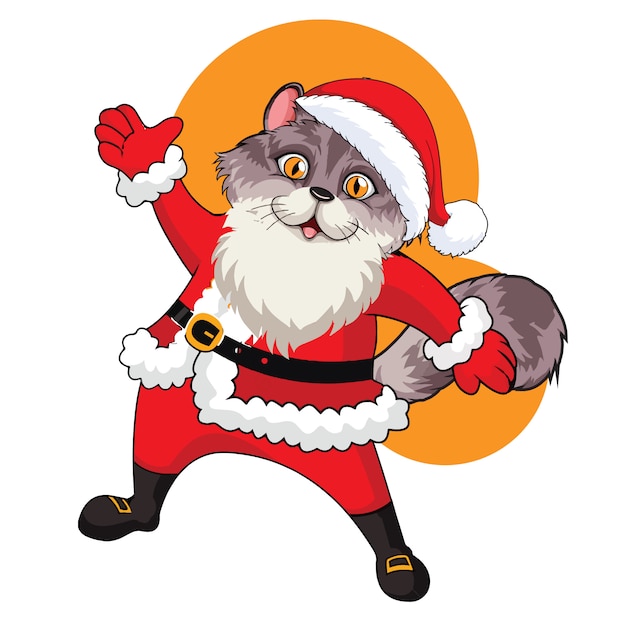 Premium Vector Santa Cat Vector Illustration With White Background