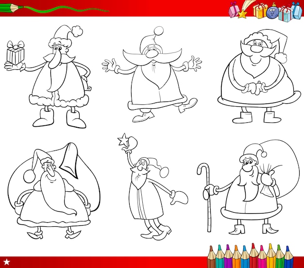 Premium Vector | Santa on christmas coloring book