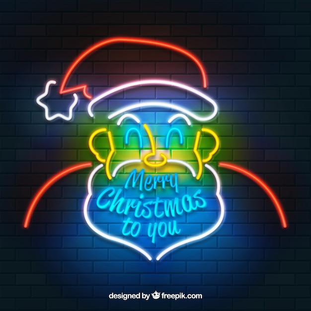 Santa claus background of neon lights Vector | Free Download