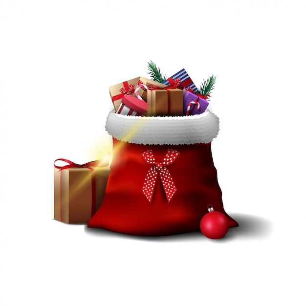 Premium Vector | Santa claus bag with presents isolated