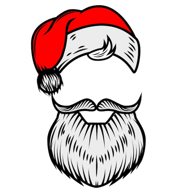 Premium Vector | Santa claus beard and hat. element for poster, card ...