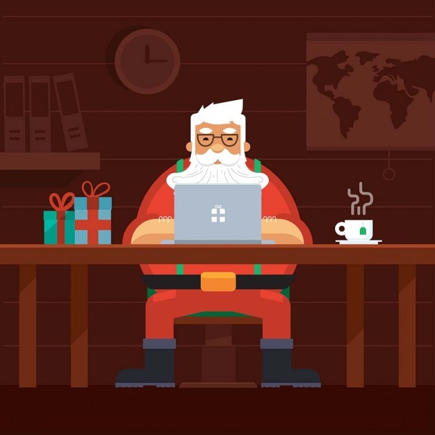 Free Vector | Santa claus on the computer