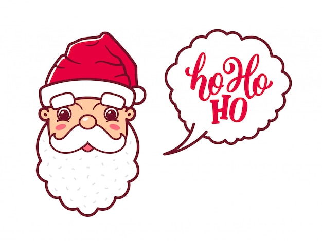Babbo Natale Ho Ho Ho.Premium Vector Santa Claus Cute Face Says Ho Ho Ho