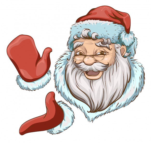 Download Premium Vector | Santa claus head and two hands in red mittens