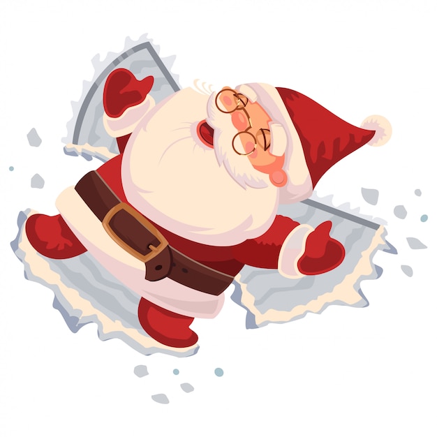Download Santa claus makes a snow angel. vector cartoon character ...