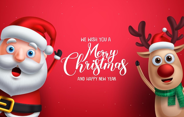 Premium Vector | Santa claus and reindeer vector christmas characters ...