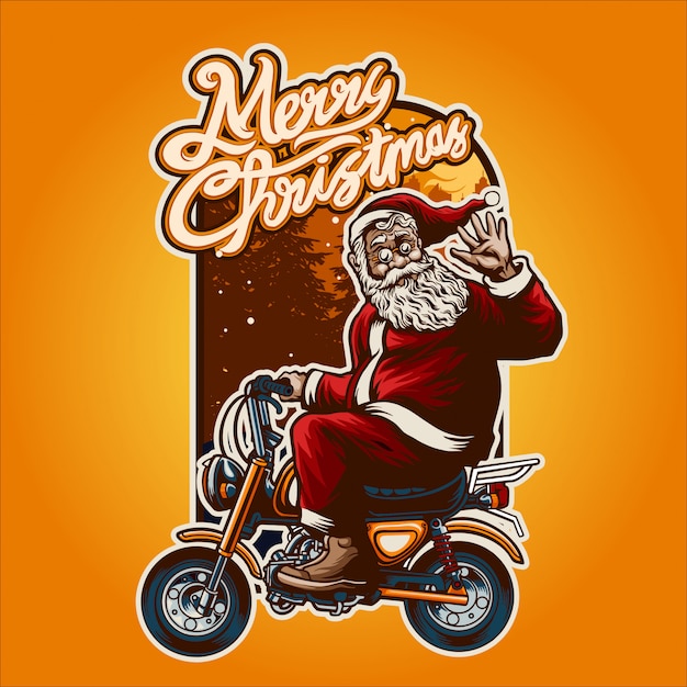 Download Santa claus riding a bike | Premium Vector