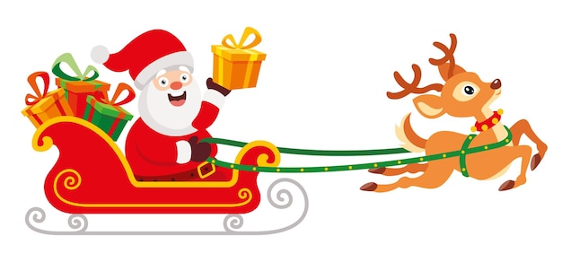 Premium Vector | Santa claus riding a sleigh