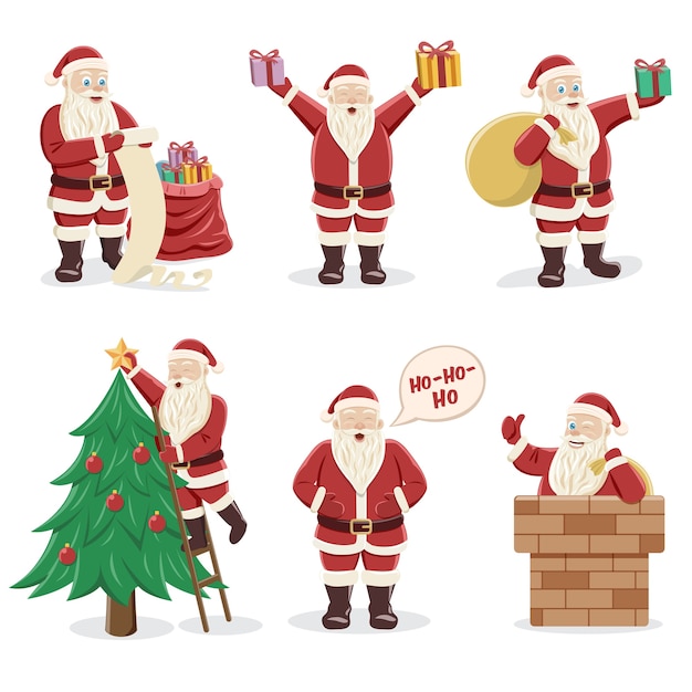 Premium Vector | Santa claus set