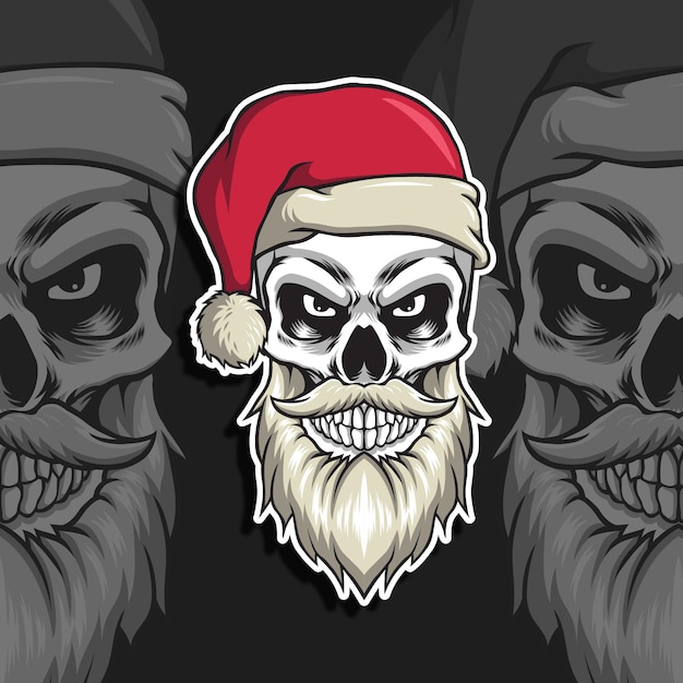 Premium Vector | Santa claus skull head vector illustration