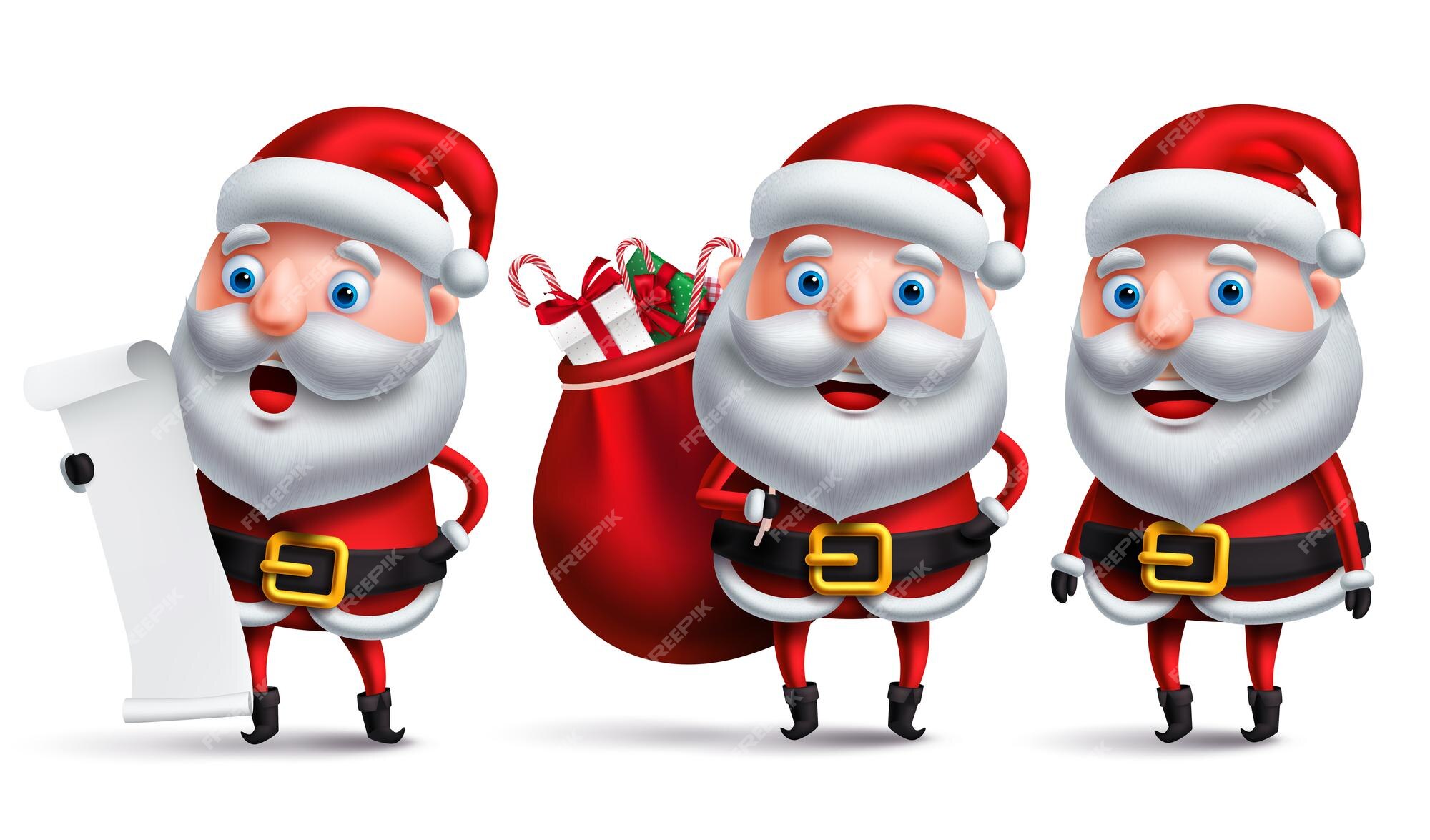 premium-vector-santa-claus-vector-character-set-holding-wish-list-and