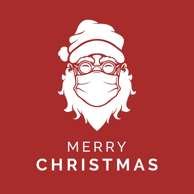 Premium Vector Santa Claus Who Wearing A Face Mask Saying Merry Christmas 