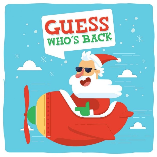 Download Santa claus with an airplane | Free Vector