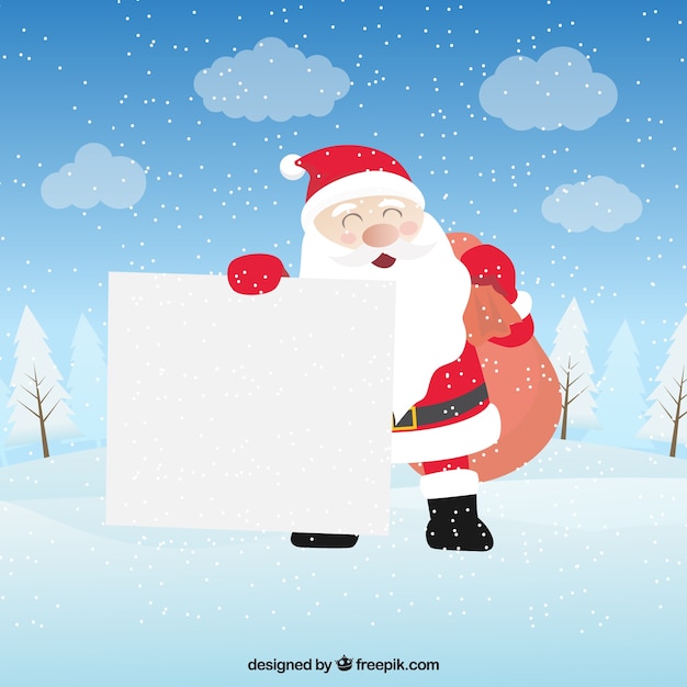 Santa claus with blank sign
