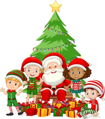 Free Vector | Santa claus with children wear christmas costume cartoon ...