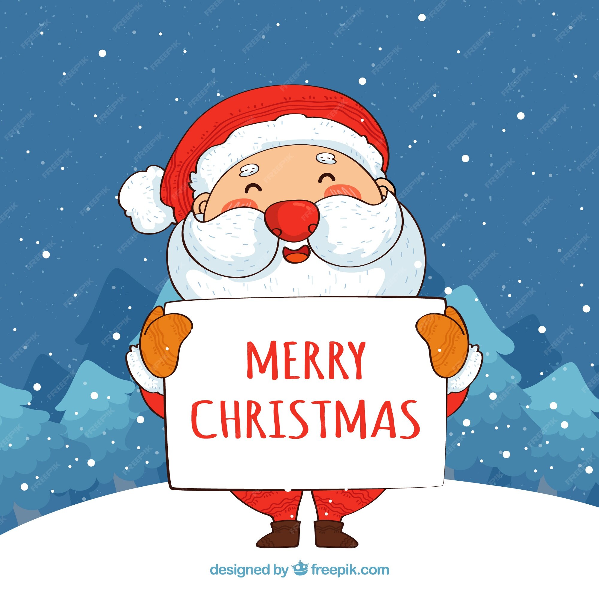 Free Vector | Santa claus with merry christmas poster background