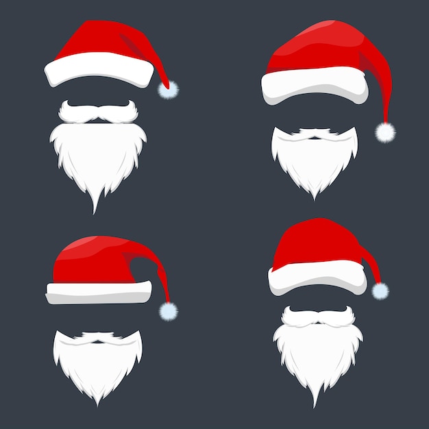 Premium Vector | Santa clause hat and beard vector illustration